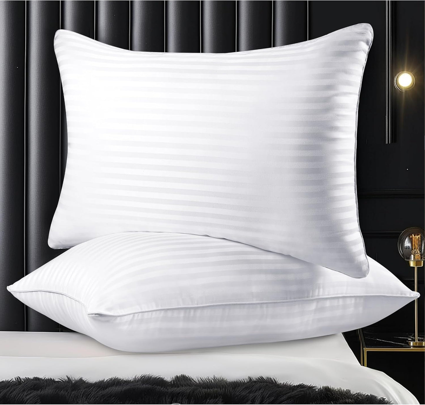 Hotel Collection Bed Pillows for Sleeping, Bed Pillows Queen Size Set Of 2,Gusseted Pillow for Back, Stomach or Side Sleepers
